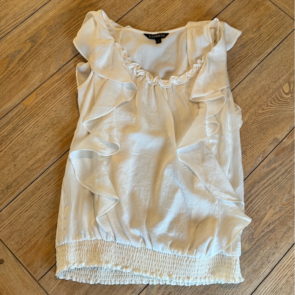 Express Ivory Ruffle Top